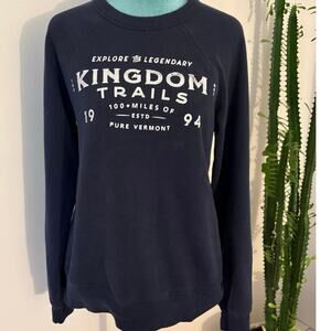 Vintage Kingdom Trails Vermont Sweatshirt Navy Raglan gorpcore granola girl Sm